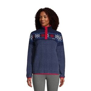 Lands End Heritage Fair Isle Quarter Snap Fleece Pullover